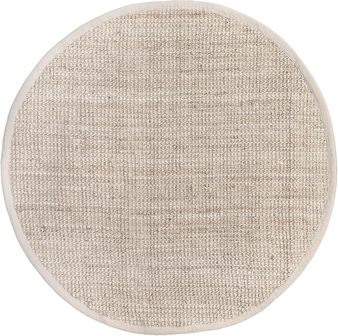 nuLOOM Ashli Solid Farmhouse Jute Area Rug, 6' Round, Off-white
