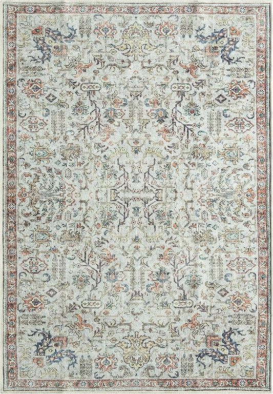Keen Home Design 10x14 Rug - Machine Washable Area Rug with Non-Slip Backing, Ideal for Living Room, Dining Room, Bedroom - Vintage, Easy Clean, Durable, Low Pile Rug - (9'7" x 14')