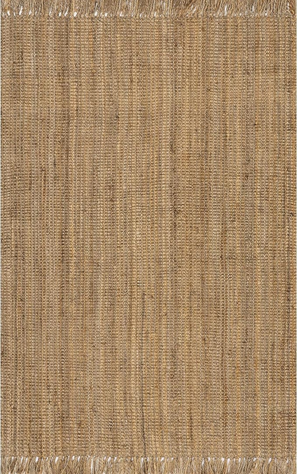 Nuloom Daniela Natural, 4' Square, Handmade, Jute, Tassel, Soft and Textured, High Traffic, Stain Resistant, Easy Clean, Durable Area Rug for Bedroom, Living Room, Dining Space, Foyer, Entryway