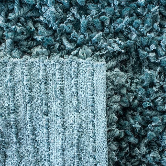 SAFAVIEH Sheep Shag Collection 2'3" x 8' Blue SSG212M Handmade 1-inch Thick Runner Rug