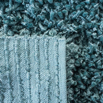 SAFAVIEH Sheep Shag Collection 2'3" x 8' Blue SSG212M Handmade 1-inch Thick Runner Rug