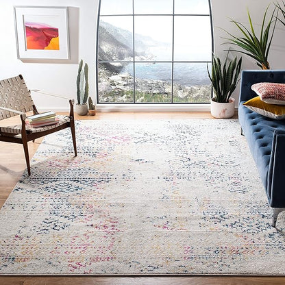 SAFAVIEH Area Rug 12x18 - Tulum Collection - Large - Ivory & Blue, Moroccan Boho Tribal Design, Non-Shedding & Easy to Clean, Ideal for Living Room, Bedroom, Dining Space (TUL272C)