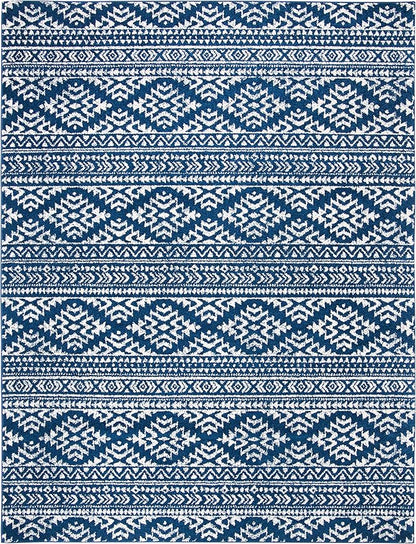SAFAVIEH Area Rug 12x15 - Tulum Collection - Large - Navy & Ivory, Moroccan Boho Tribal Design, Non-Shedding & Easy to Clean, Ideal for Living Room, Bedroom, Dining Space (TUL272N)