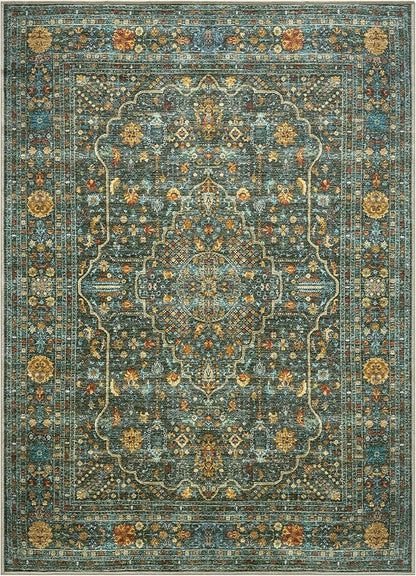 Keen Home Design 6x9 Rug - Machine Washable Area Rug with Non-Slip Backing, Ideal for Living Room, Dining Room, Bedroom - Vintage, Easy Clean, Durable, Low Pile Rug - (6' x 9')