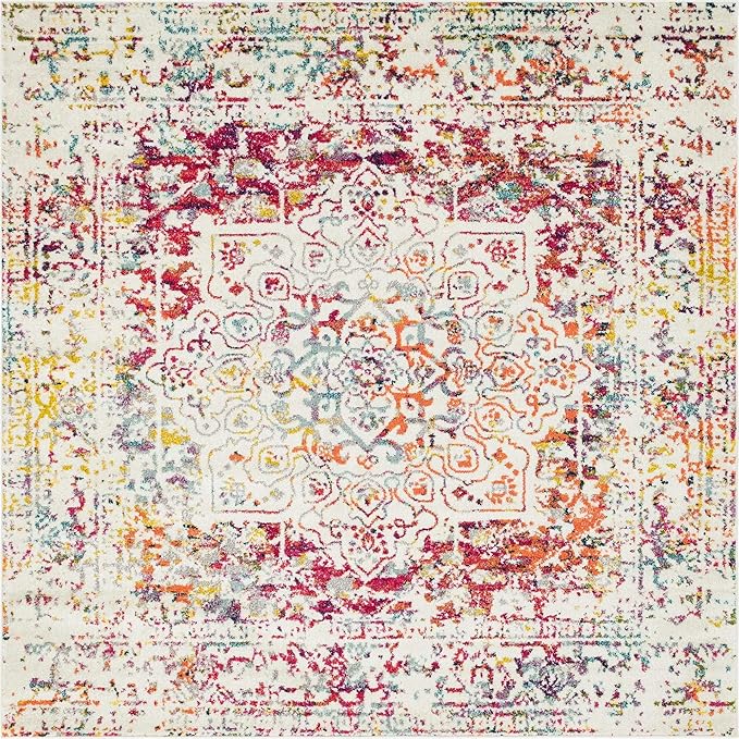 Rugs.com Arlington Collection Rug – 8 Ft Square Multi Medium-Pile Rug Perfect for Living Rooms, Kitchens, Entryways