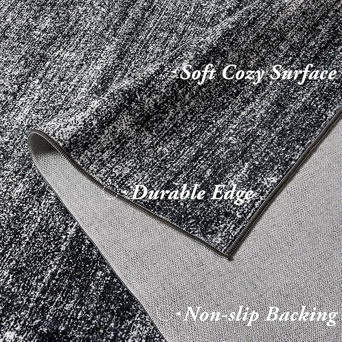 8x10 Area Rugs for Living Room, Abstract Black Boho Rug for Bedroom Design, Black and White 8 x 10