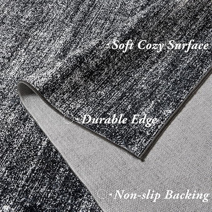 Black Rugs for Kitchen Bathroom,Boho Abstract Small Area Rugs for Bedroom,Black and White,3x5