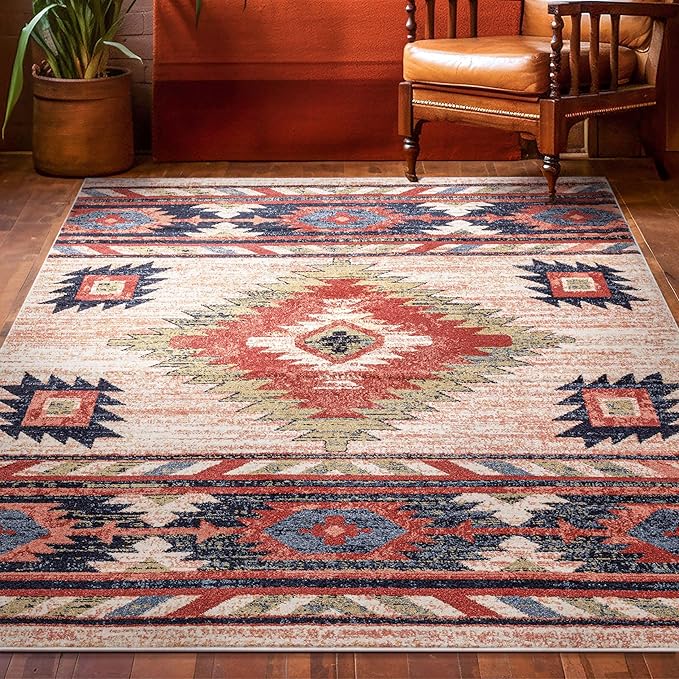 Well Woven Tulsa Lea Cream Southwestern Tribal Bohemian 6'7" x 9'3" Area Rug