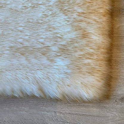 LAMBZY High Pile Super Soft Faux Sheepskin Rug (6'x9', White/Brown Tips)
