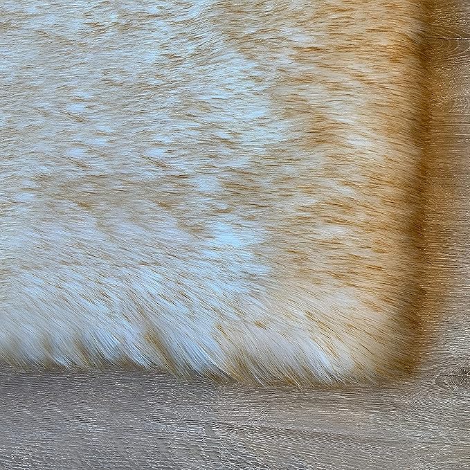 LAMBZY High Pile Super Soft Faux Sheepskin Rug (5'x8', White/Brown Tips)