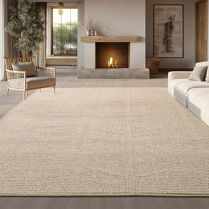 Bedsure 3x5 Faux Wool Area Rugs for Living Room, Machine Washable Carpet, Non-Slip Backing, Pet Friendly Throw Rug for Bedroom Dining Room, Natural Ivory