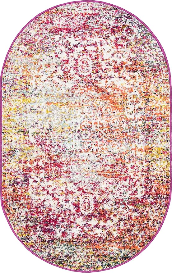 Rugs.com Arlington Collection Rug – 3' x 5' Oval Multi Medium-Pile Rug Perfect for Living Rooms, Large Dining Rooms, Open Floorplans
