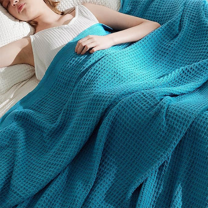 Bedsure Gentlesoft 100% Cotton Blanket King Size for Bed - Breathable and Soft, Thick Cozy Waffle Weave Christmas Blanket Gift for Women, Teal, 104x90 inches