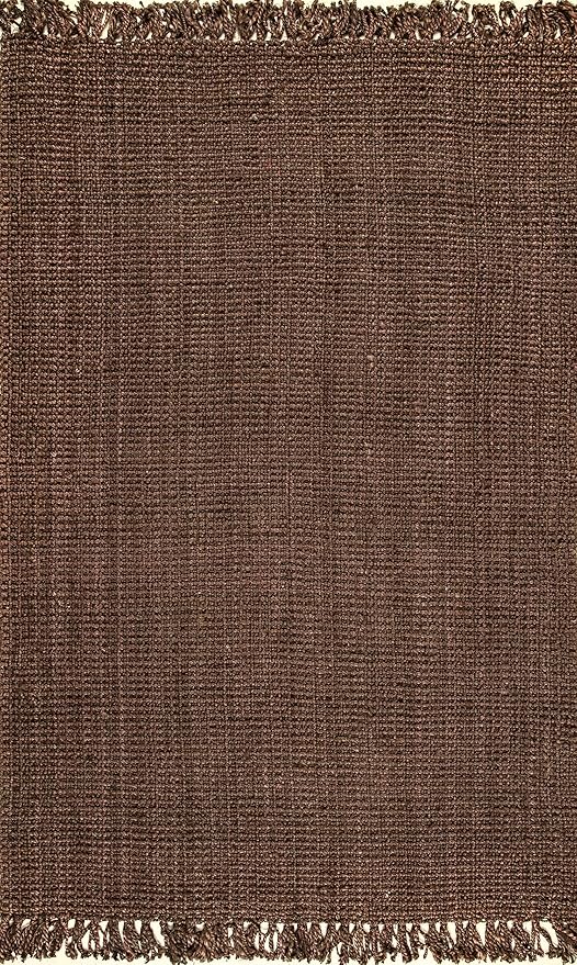 Nuloom Daniela Chocolate, 6' x 9', Handmade, Jute, Tassel, Soft and Textured, High Traffic, Stain Resistant, Easy Clean, Durable Area Rug for Bedroom, Living Room, Dining Space, Foyer, Entryway