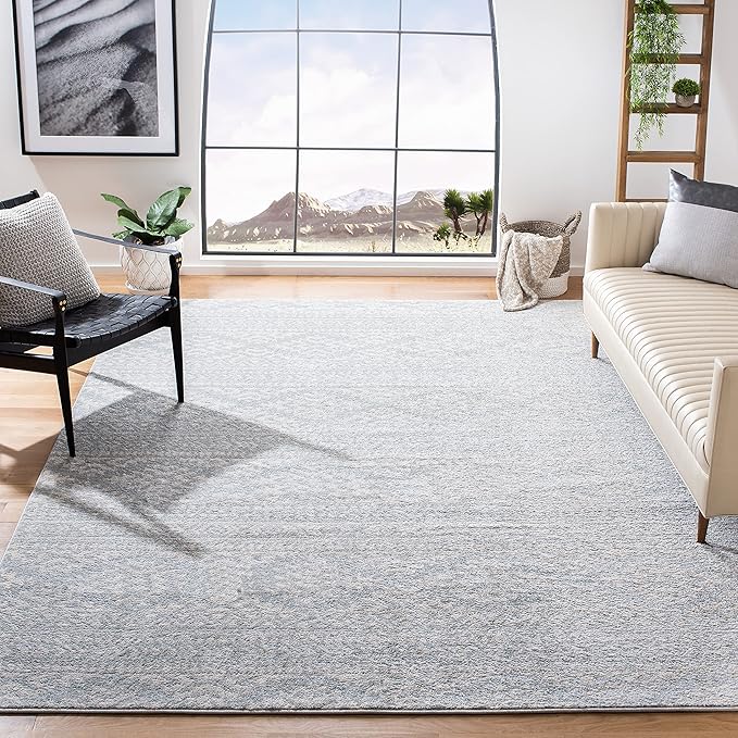 SAFAVIEH Area Rug 8x10 - Tulum Collection - Large - Light Grey & Ivory, Moroccan Boho Tribal Design, Non-Shedding & Easy to Clean, Ideal for Living Room, Bedroom, Dining Space (TUL272F)