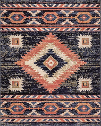 Well Woven Tulsa Lea Blue Southwestern Tribal Bohemian 6'7" X 9'3" Area Rug