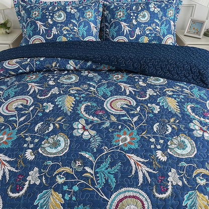 HoneiLife Quilt Set King Size - Lightweight Bedspreads 106x96, Microfiber Quilts 3-Piece, Patchwork Coverlet Rustic Bedding Sets All Season Quilts