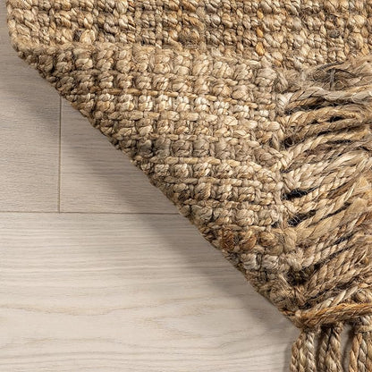 Nuloom Daniela Natural, 8' Square, Handmade, Jute, Tassel, Soft and Textured, High Traffic, Stain Resistant, Easy Clean, Durable Area Rug for Bedroom, Living Room, Dining Space, Foyer, Entryway
