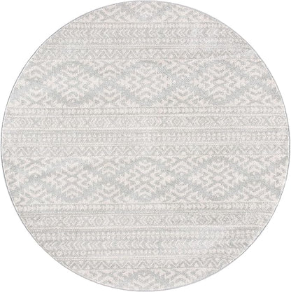 SAFAVIEH Tulum Collection Area Rug - 12' Round, Light Grey & Ivory, Moroccan Boho Tribal Design, Non-Shedding & Easy to Clean, Ideal for Living Room, Bedroom, Dining Space (TUL272F)