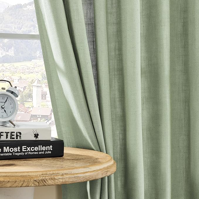 Joydeco Sage Green Curtains 84 Inch Length, Modern Farmhouse Panels for Living Room, Dining Room, Bedroom Aesthetic