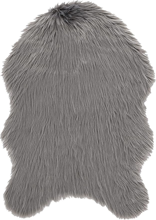 SAFAVIEH Faux Sheep Skin Collection 2' x 3' Grey FSS115D Silken Glam 2.35-inch Thick Accent Rug