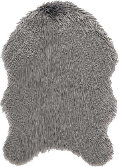 SAFAVIEH Faux Sheep Skin Collection 2' x 3' Grey FSS115D Silken Glam 2.35-inch Thick Accent Rug