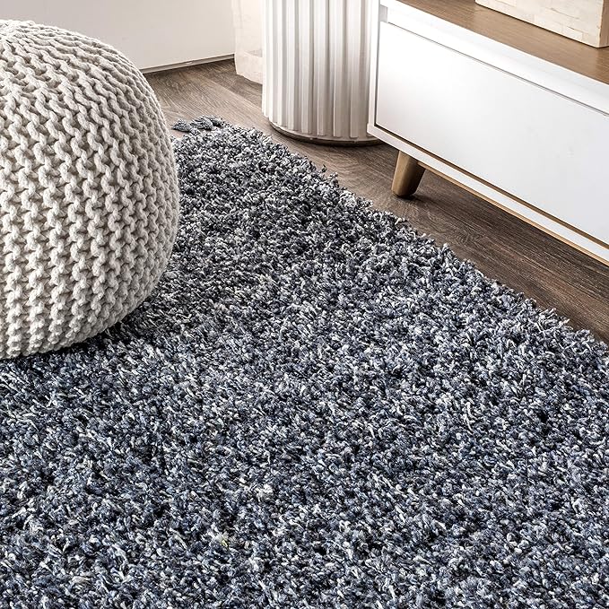 JONATHAN Y Mercer Shag Plush Tassel Denim Blue Indoor Area Rug, 8x10, Contemporary, Modern, Easy-Cleaning for Living Room, Bedroom, Kitchen, Pet Friendly, Non-Shedding (MCR100C-8)