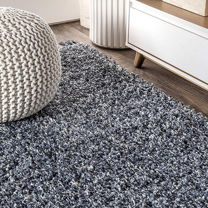 JONATHAN Y Mercer Shag Plush Tassel Denim Blue Runner Rug, 2x8, Contemporary, Modern, Easy-Cleaning for Living Room, Bedroom, Kitchen, Pet Friendly, Non-Shedding (MCR100C-28)