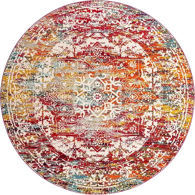 Rugs.com Arlington Collection Rug – 10 Ft Round Multi Medium-Pile Rug Perfect for Kitchens, Dining Rooms