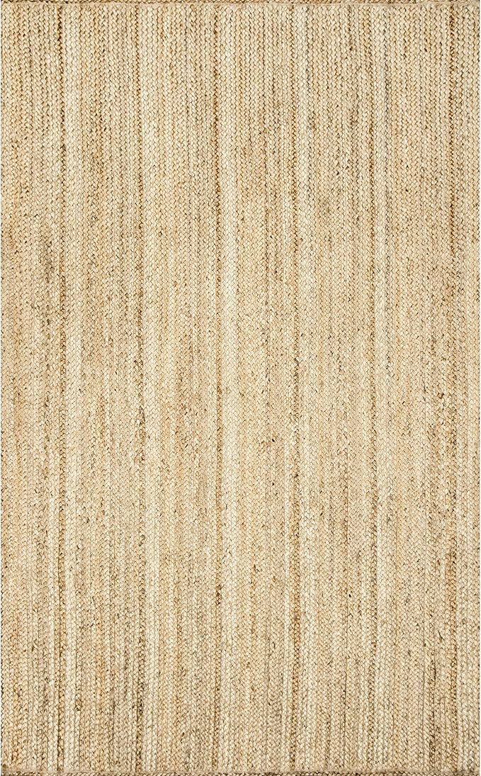 nuLOOM 5x8 Rigo Jute Hand Woven Area Rug, Natural, Solid Farmhouse Design, Natural Fiber, For Bedroom, Living Room, Dining Room, Hallway, Office, Kitchen, Entryway
