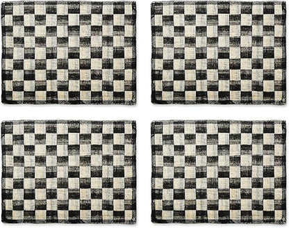 MACKENZIE-CHILDS Set of 4 Sinamay Placemats, Durable Woven Table Mats, Black