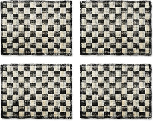 MACKENZIE-CHILDS Set of 4 Sinamay Placemats, Durable Woven Table Mats, Black