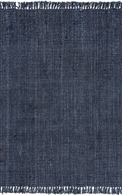 nuLOOM 6x9 Daniela Jute Tassel Hand Woven Area Rug, Navy, Solid Chunky Farmhouse Design, Natural Fiber, For Bedroom, Dining Room, Living Room, Hallway, Office, Entryway