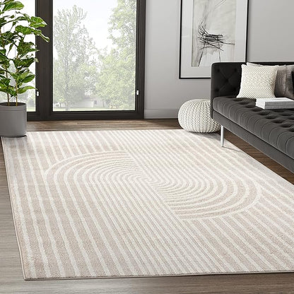 Abani Area Rug for Living Room -Nuevo 2' x 3' Beige Arch Pattern Area Rug, Soft and Durable Living Room Rug, Stain and Fade Resistant, Chic Modern Design, Pet & Kid Friendly