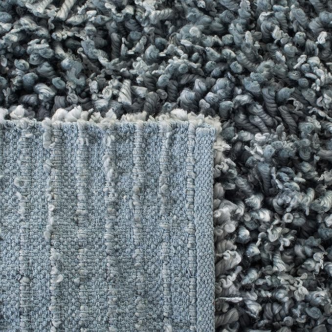 SAFAVIEH Sheep Shag Collection 2'3" x 8' Aqua SSG212J Handmade 1-inch Thick Runner Rug