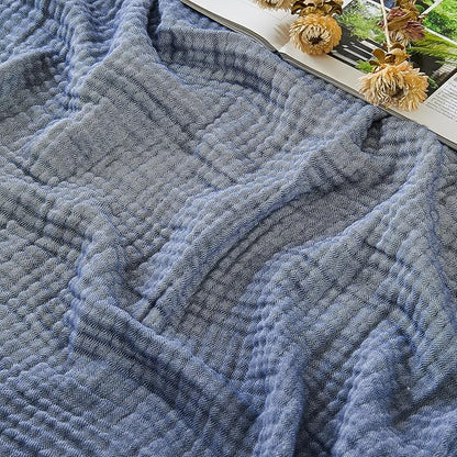 EMME Cotton Muslin Large Throw Blanket Couch Breathable Gauze Soft Lightweight Bed Blankets Adults (Heather Navy, 50"x70")