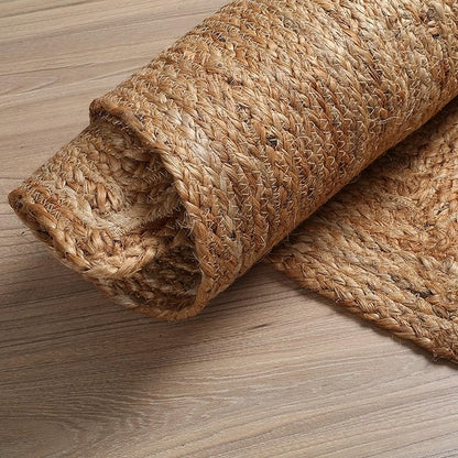 Hausattire Hand Woven Jute Braided Rug, 4'x6' – Natural, Reversible Boho Entry Area Rugs for Kitchen, Living Room I Farmhouse Indoor Outdoor Decorative Floor Rug, 48x72 Inches