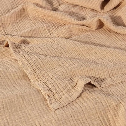 Muslin Blanket - Pure 100% Turkish Cotton Airy Soft Light Versatile Gauze Throw Blanket for Bed, Couch, Sofa (Beige, Throw Size (50" x 66" inch))