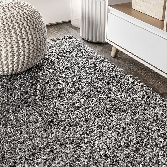 JONATHAN Y Mercer Shag Plush Tassel Charcoal Indoor Area Rug, 3x5, Contemporary, Modern, Easy-Cleaning for Living Room, Bedroom, Kitchen, Pet Friendly, Non-Shedding (MCR100B-3)