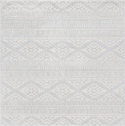 SAFAVIEH Tulum Collection Area Rug - 3' Square, Light Grey & Ivory, Moroccan Boho Tribal Design, Non-Shedding & Easy to Clean, Ideal for Entryway, Foyer, Accent Space, Bedroom (TUL272F)