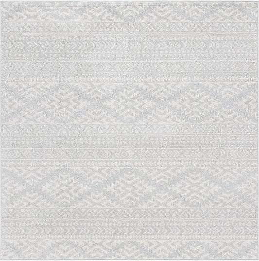 SAFAVIEH Tulum Collection Area Rug - 3' Square, Light Grey & Ivory, Moroccan Boho Tribal Design, Non-Shedding & Easy to Clean, Ideal for Entryway, Foyer, Accent Space, Bedroom (TUL272F)