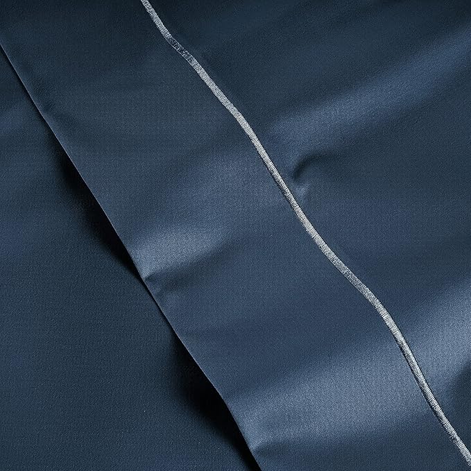 LANE LINEN 100% Egyptian Cotton Bed Sheets - 3-Piece Twin XL Set Long Staple Bedding Sateen Weave Luxury Hotel Fits Upto 15" Mattress - Dark Denim