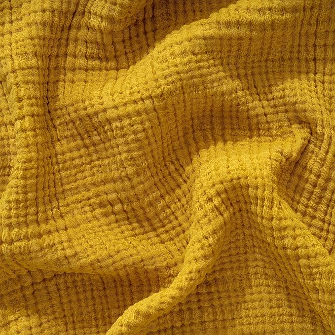 Muslin Blanket - Pure 100% Turkish Cotton Airy Soft Light Versatile Gauze Throw Blanket for Bed, Couch, Sofa (Mustard Yellow, Throw Size (50" x 66" inch))