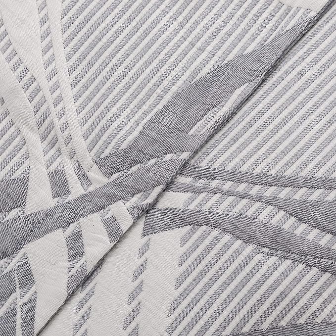 NTBAY 3 Layers Cotton Muslin 88x92 Queen Bed Blanket, Super Soft Breathable Thermal Yarn Dyed Quilt for Adults, Perfect Lightweight Blanket for Couch Sofa Bed All Seasons, Grey Wave