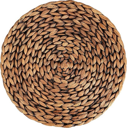 CENBOSS Woven Placemats (13.5" Set of 8, Brown Wash) Round Placemat, Wicker Place mats, Rattan Place mat, Plate Chargers