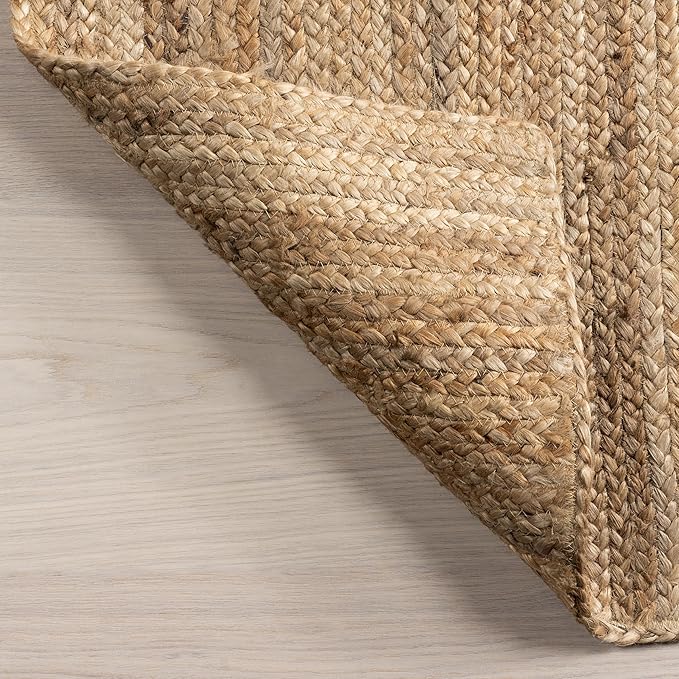 nuLOOM 4x6 Rigo Jute Hand Woven Area Rug, Natural, Solid Farmhouse Design, Natural Fiber, For Bedroom, Living Room, Dining Room, Hallway, Office, Kitchen, Entryway