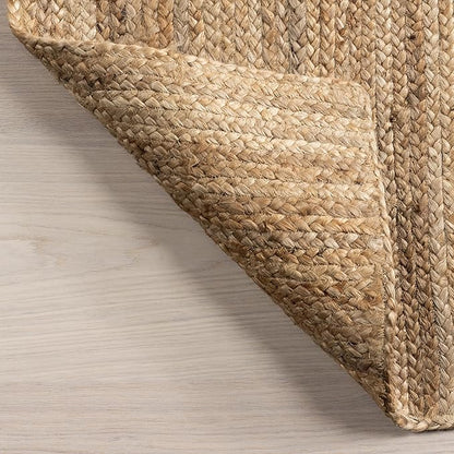 nuLOOM 8x10 Rigo Jute Hand Woven Area Rug, Natural, Solid Farmhouse Design, Natural Fiber, For Bedroom, Living Room, Dining Room, Hallway, Office, Kitchen, Entryway
