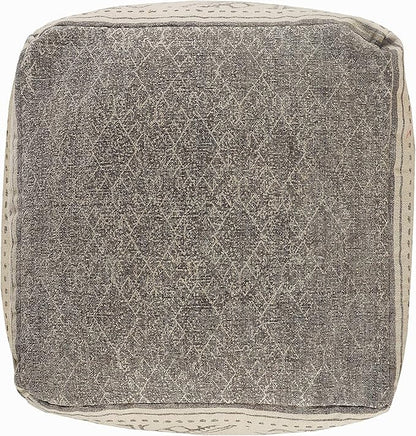 LR Home Pacifica Taupe/Gray Large Ottoman Pouf for home decor | Tribal Hand-Woven Cotton Square pouf ottoman foot rest for bedroom & living room decor | 20 x 20 x 20 Ottoman Cube for Seating