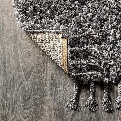 JONATHAN Y Mercer Shag Plush Tassel Charcoal Indoor Area Rug, 5x8, Contemporary, Modern, Easy-Cleaning for Living Room, Bedroom, Kitchen, Pet Friendly, Non-Shedding (MCR100B-5)