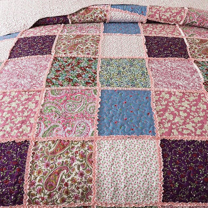 HoneiLife Queen Quilt Bedding Sets - Patchwork Quilt Bedding Sets 3-Piece 90x96, Reversible Bedspreads Floral Coverlet Nostalgic Bedding Set All Season Quilts